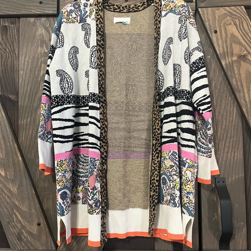 Anthropologie Multicolor Paisley and Stripe Cardigan